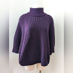 Lou & Grey Purple Blue Turtleneck Batwing Sleeve Knit Sweater